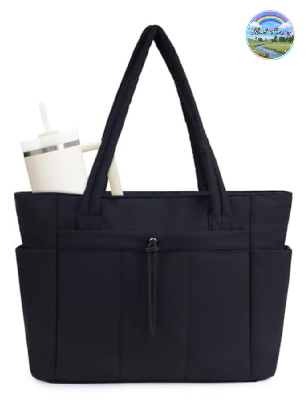 Puffy Tote Bag for Women Lightweight 20L Tumbler Pocket Nurse Work Travel